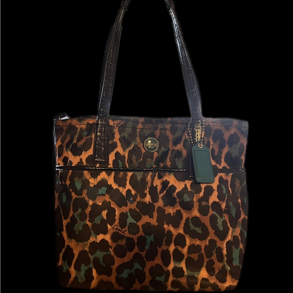 Coach Leopard Print Tote Bag - Brown and Black